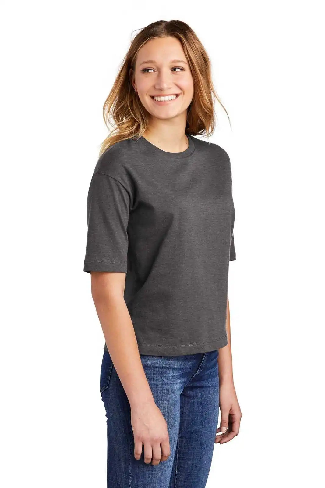 District Dt6402 Women’s V.i.t. Boxy Tee - Heathered Charcoal
