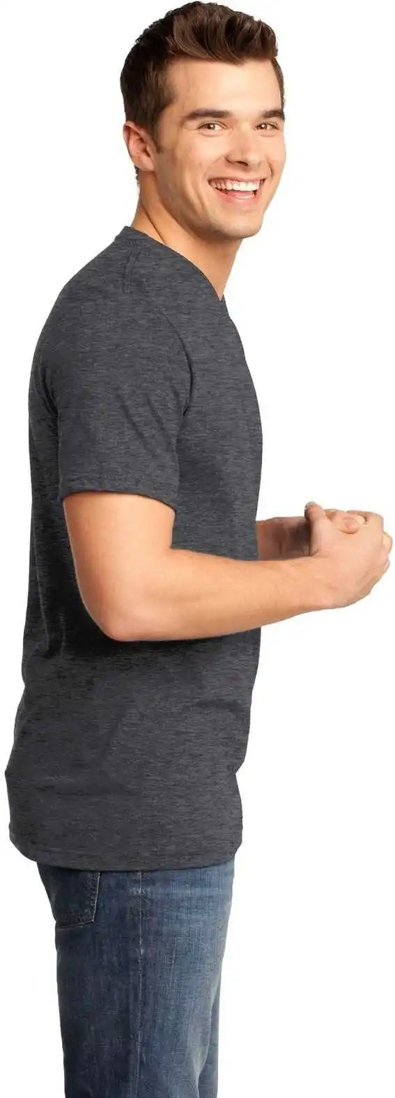 District Dt6500 Very Important Tee v Neck Heathered Charcoal