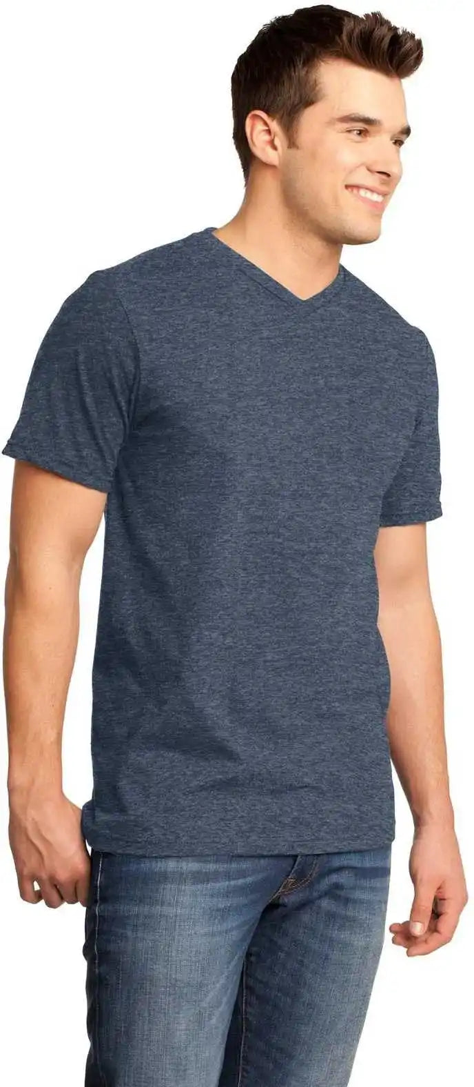 District Dt6500 Very Important Tee v Neck Heathered Navy