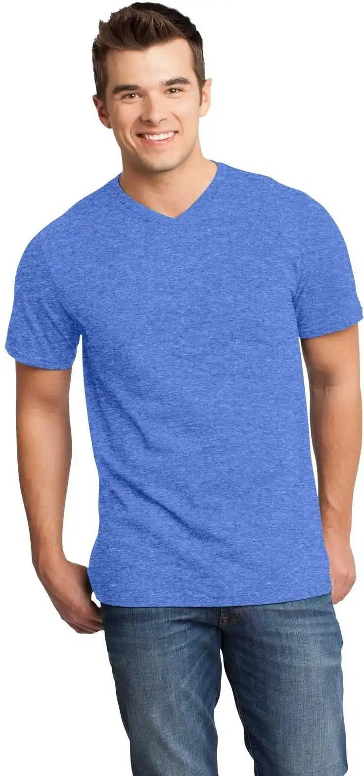 District Dt6500 Very Important Tee v Neck Heathered Royal