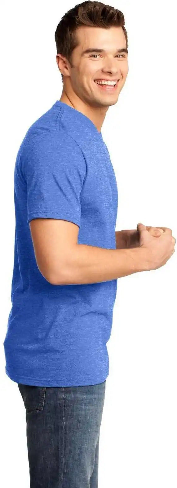 District Dt6500 Very Important Tee v Neck Heathered Royal