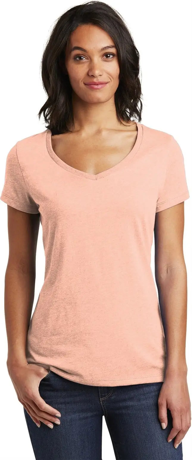 District Dt6503 Women’s Very Important Tee V-neck - Dusty Peach - Ladies Xs