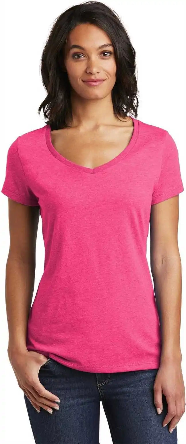 District Dt6503 Women’s Very Important Tee V-neck - Fuchsia Frost