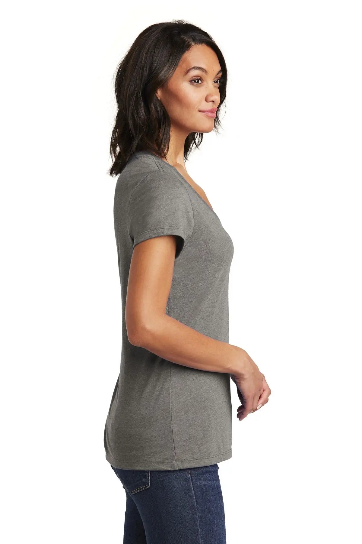 District Dt6503 Women’s Very Important Tee V-neck - Gray Frost