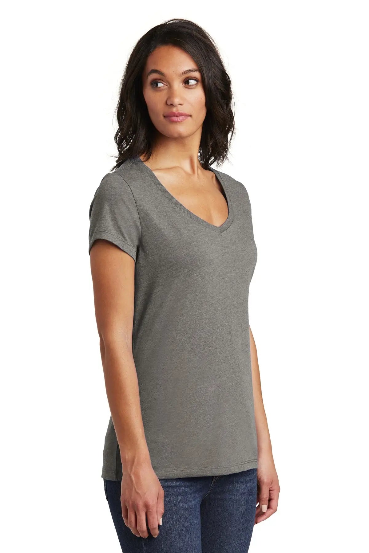 District Dt6503 Women’s Very Important Tee V-neck - Gray Frost