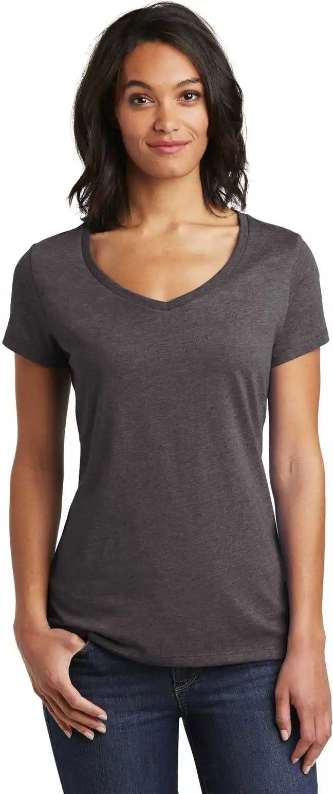 District Dt6503 Women’s Very Important Tee v Neck Heathered Charcoal
