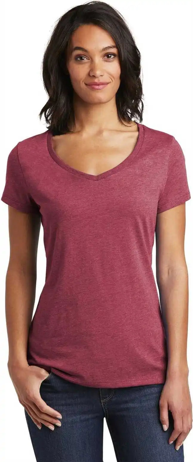 District Dt6503 Women’s Very Important Tee V-neck - Heathered Cardinal
