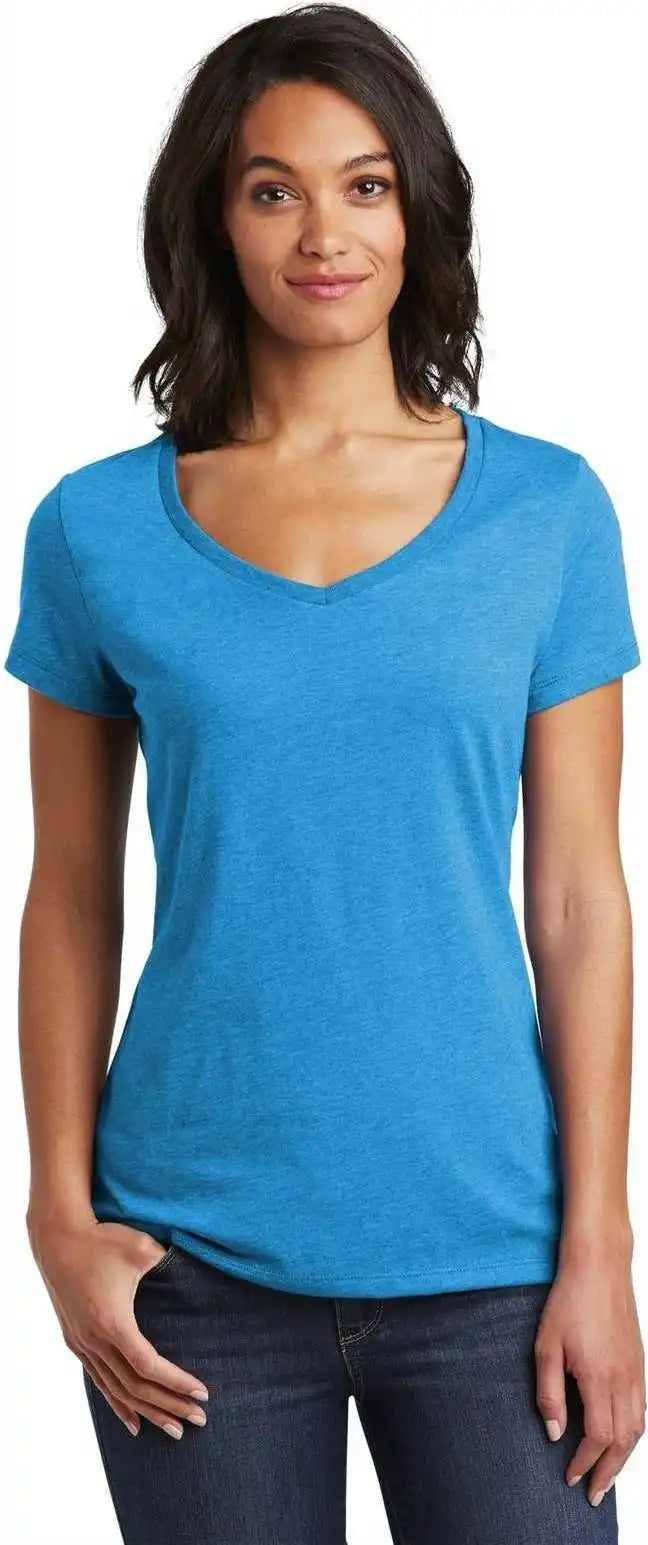 District Dt6503 Women’s Very Important Tee v Neck Heathered Bright Turquoise