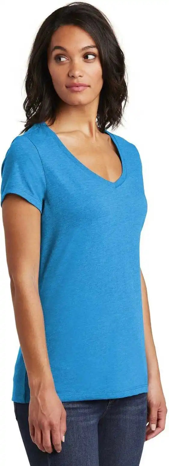 District Dt6503 Women’s Very Important Tee v Neck Heathered Bright Turquoise