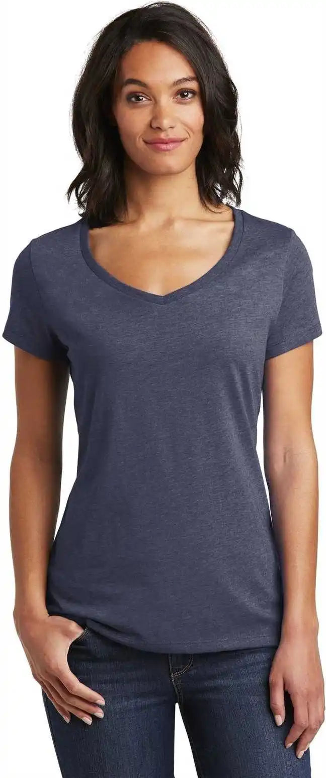 District Dt6503 Women’s Very Important Tee v Neck Heathered Navy
