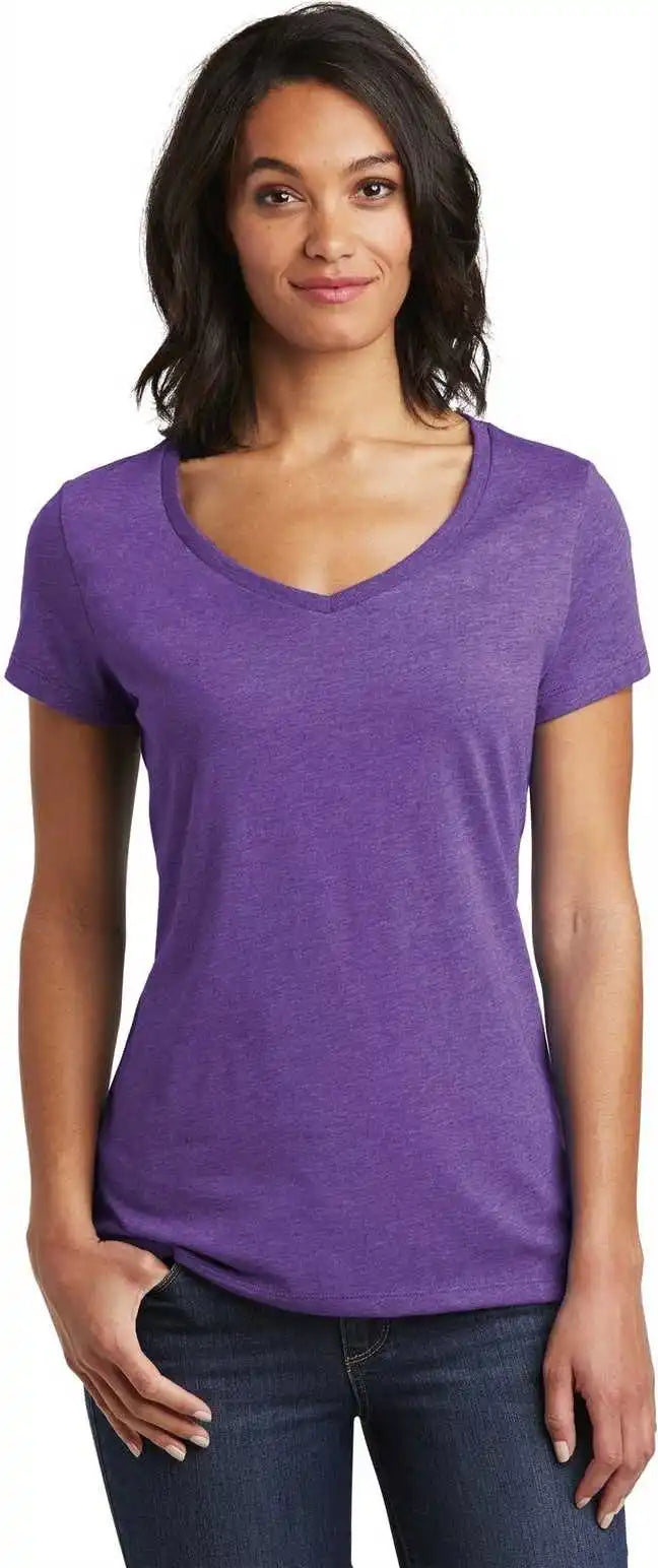 District Dt6503 Women’s Very Important Tee v Neck Heathered Purple