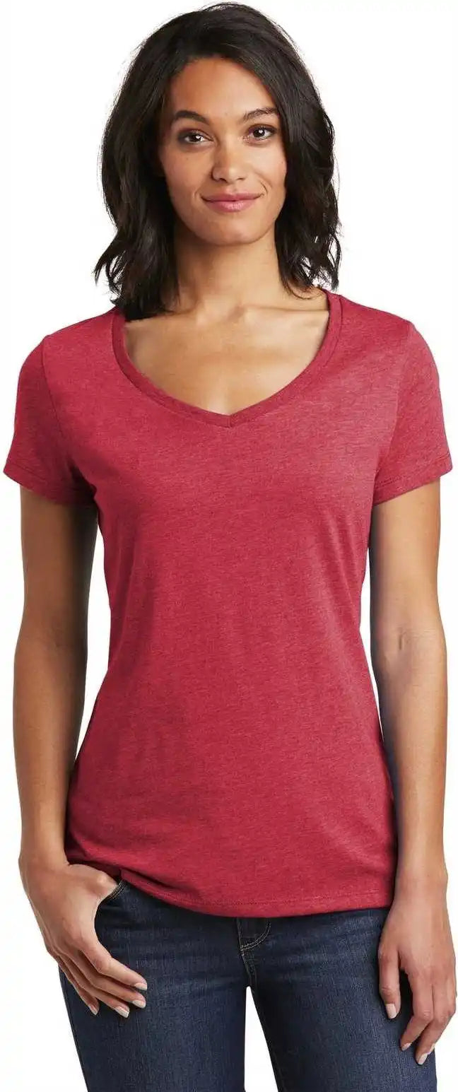 District Dt6503 Women’s Very Important Tee v Neck Heathered Red