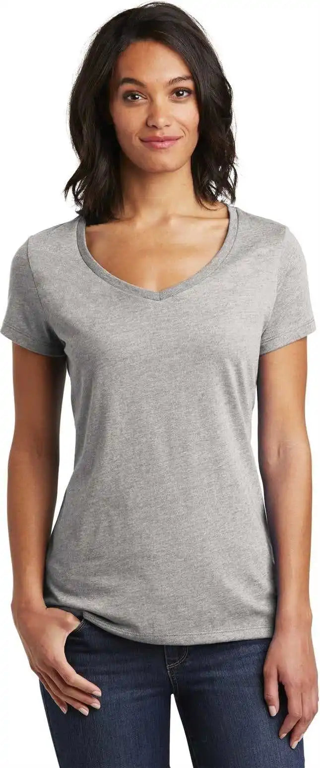 District Dt6503 Women’s Very Important Tee V-neck - Light Heather Grey