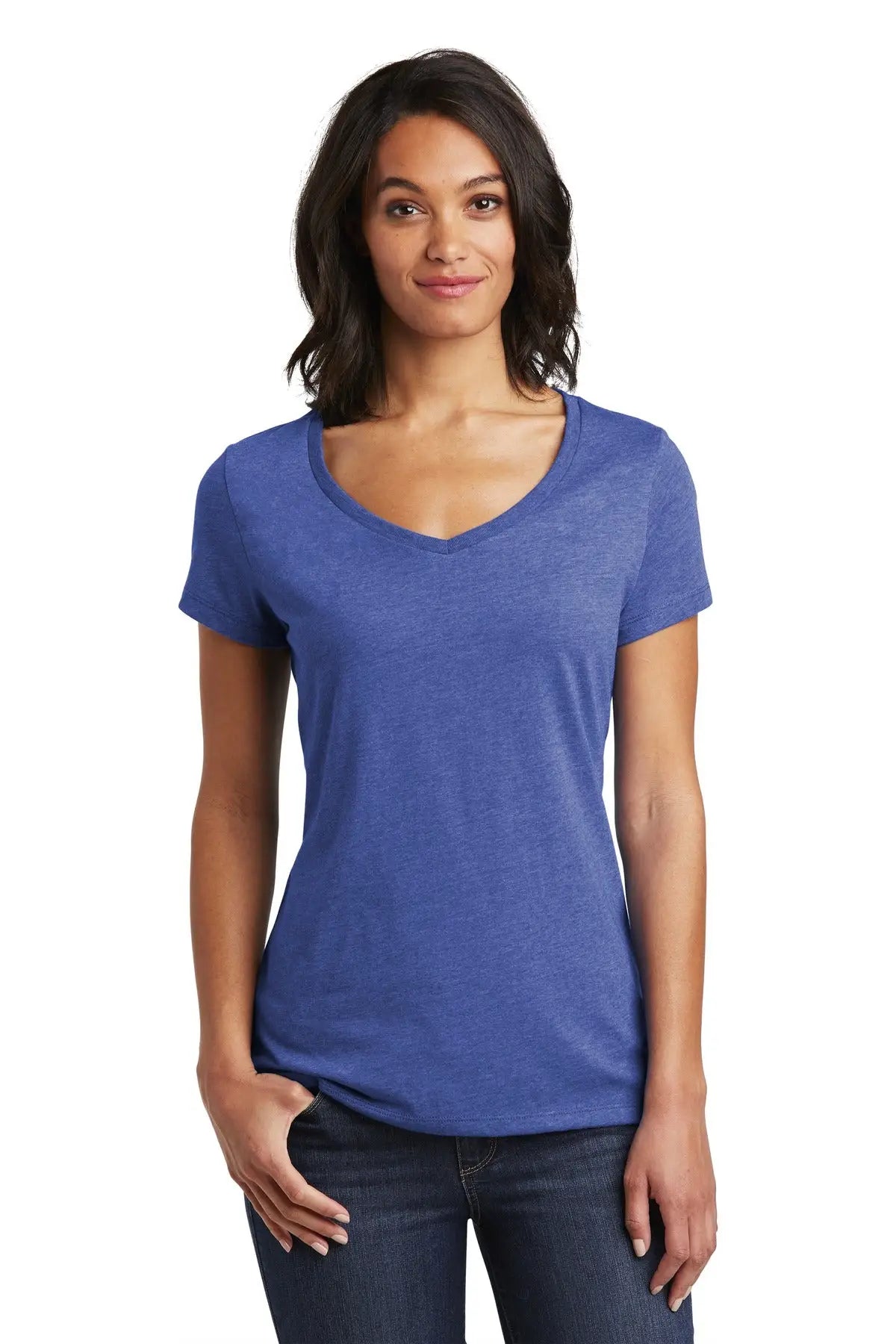 District Dt6503 Women’s Very Important Tee V-neck - Royal Frost - Ladies Xs