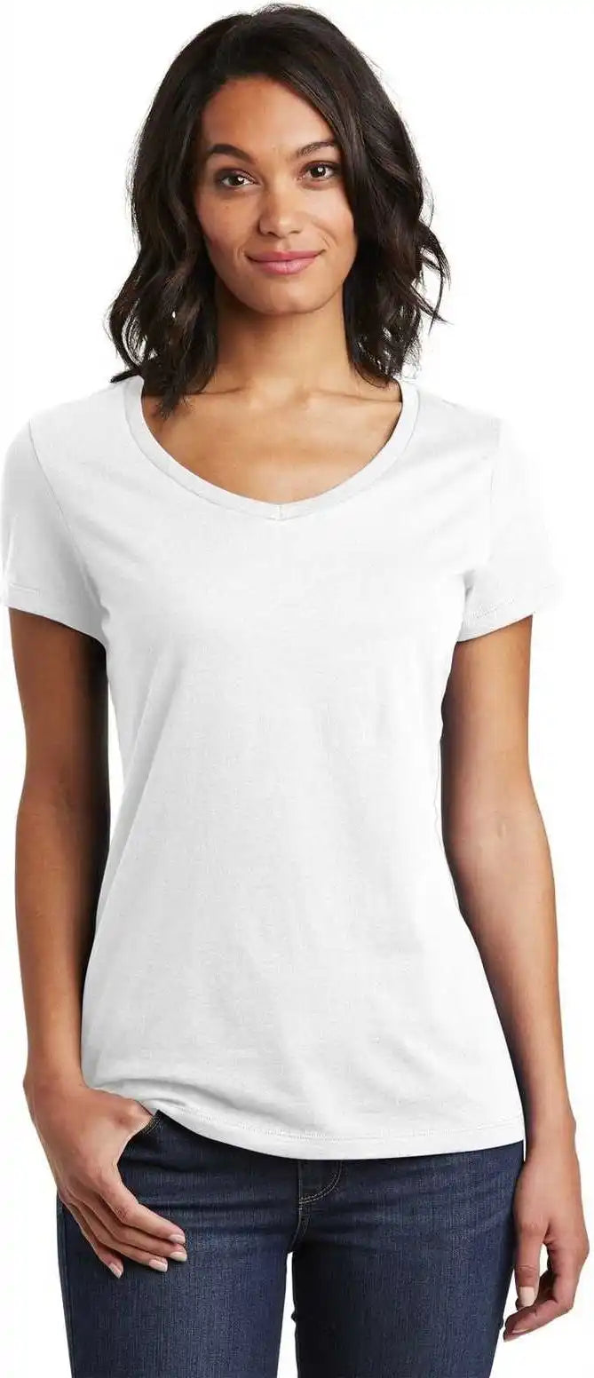 District Dt6503 Women’s Very Important Tee v Neck White