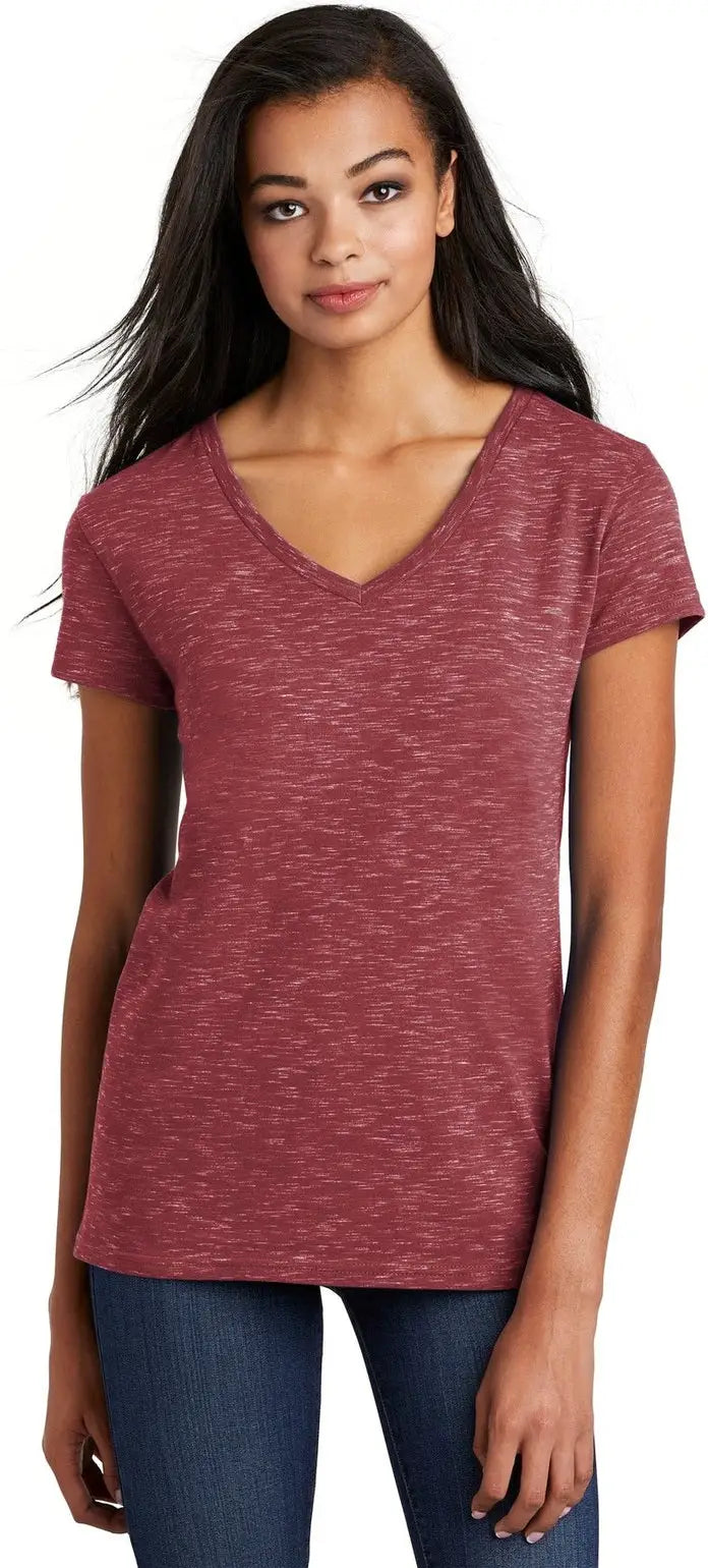 District Dt664 Women’s Medal V-neck Tee - Cardinal