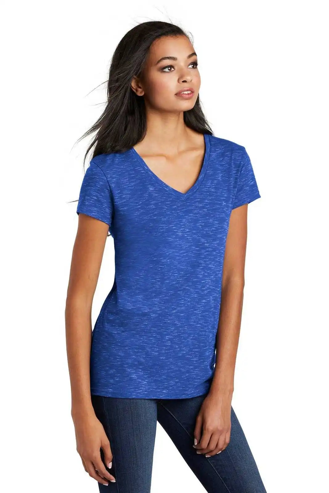 District Dt664 Women’s Medal V-neck Tee - Deep Royal