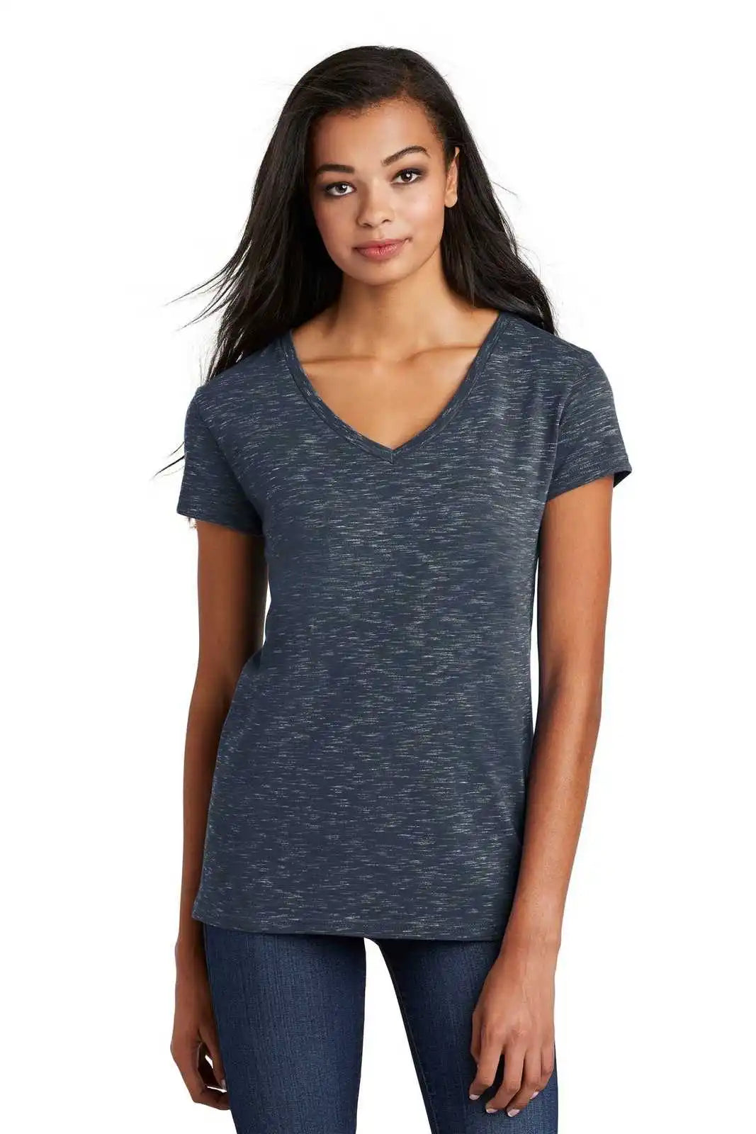District Dt664 Women’s Medal V-neck Tee - New Navy