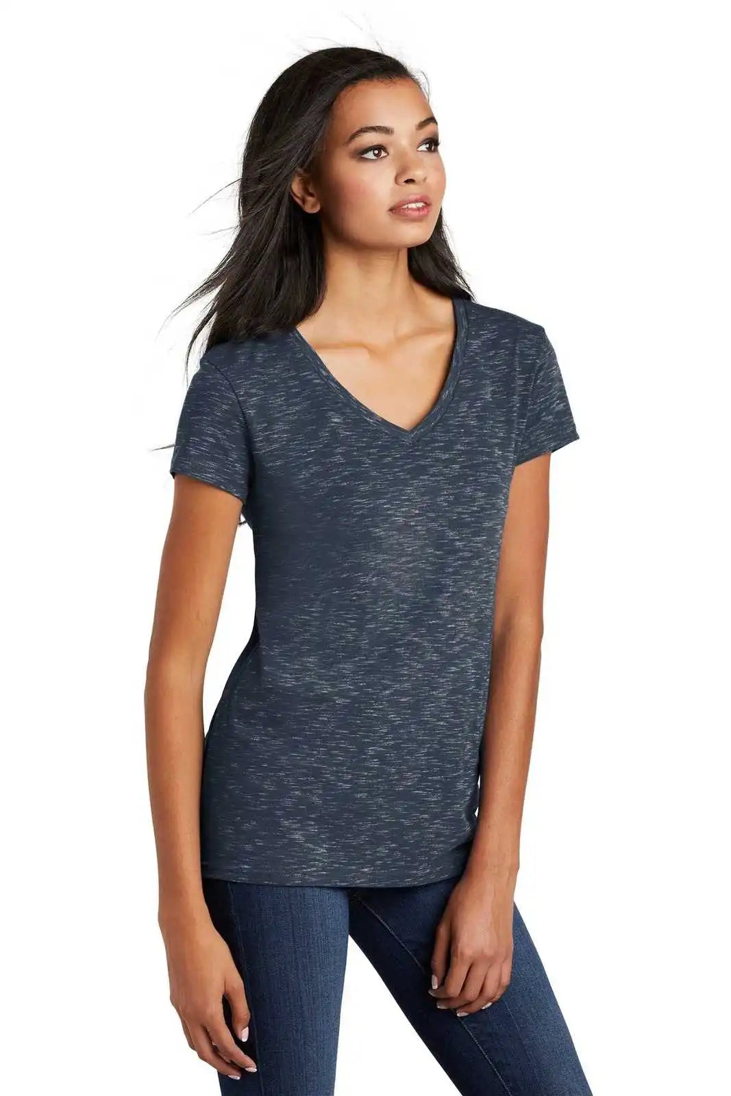 District Dt664 Women’s Medal V-neck Tee - New Navy
