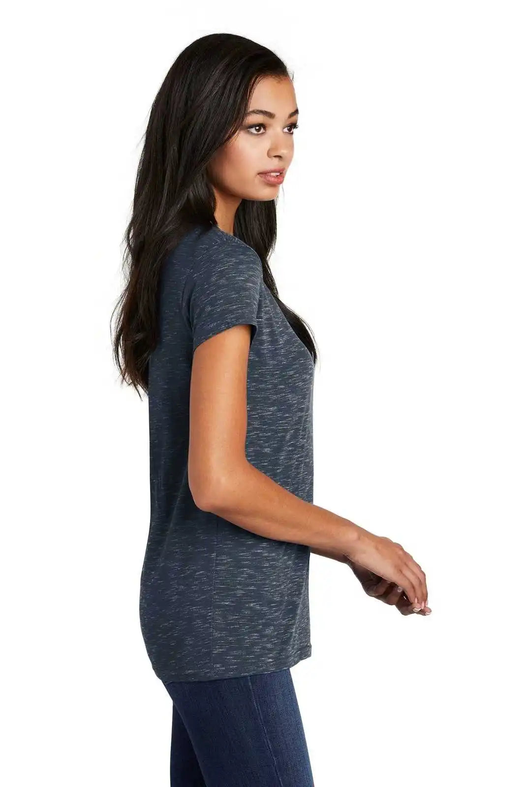 District Dt664 Women’s Medal V-neck Tee - New Navy