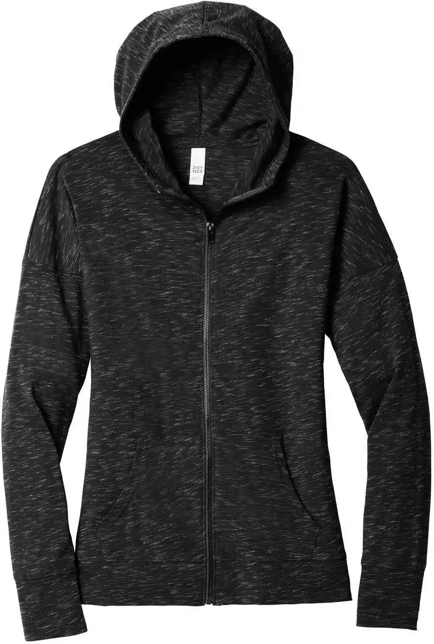 District Dt665 Women’s Medal Full Zip Hoodie Black