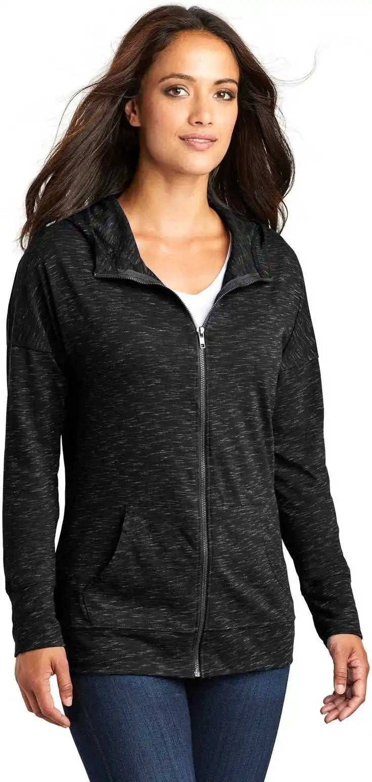 District Dt665 Women’s Medal Full Zip Hoodie Black