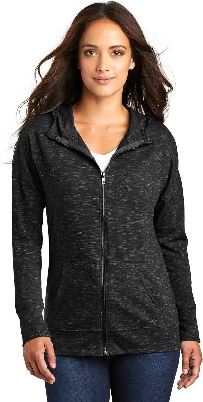 District Dt665 Women’s Medal Full-zip Hoodie - Black