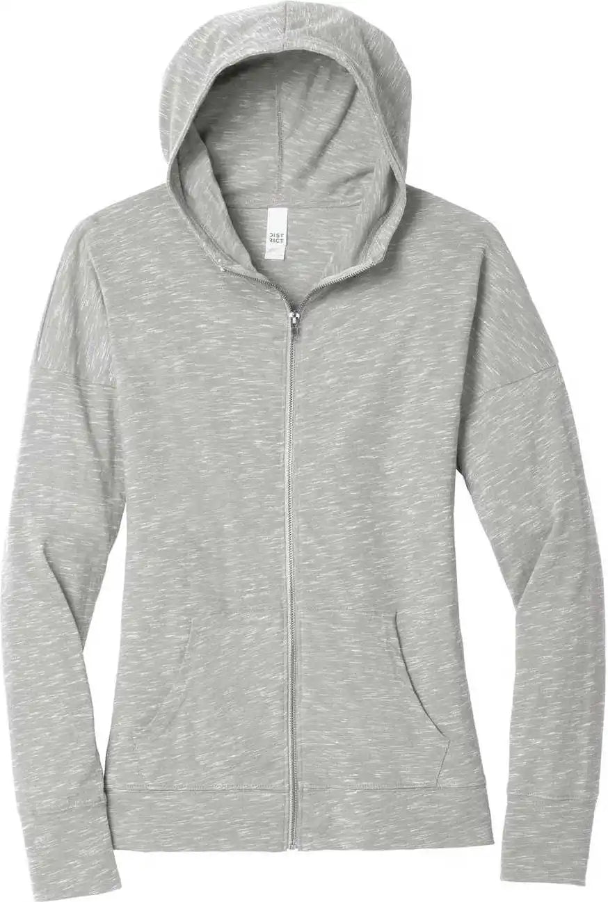 District Dt665 Women’s Medal Full Zip Hoodie Light Gray