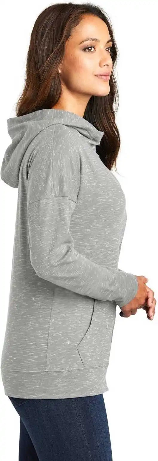 District Dt665 Women’s Medal Full Zip Hoodie Light Gray