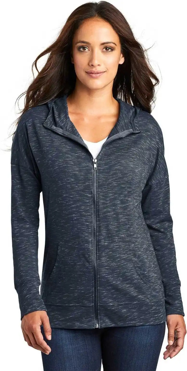District Dt665 Women’s Medal Full Zip Hoodie New Navy