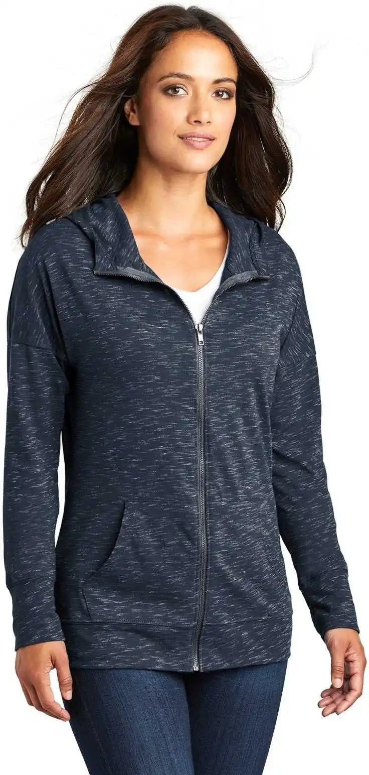 District Dt665 Women’s Medal Full Zip Hoodie New Navy