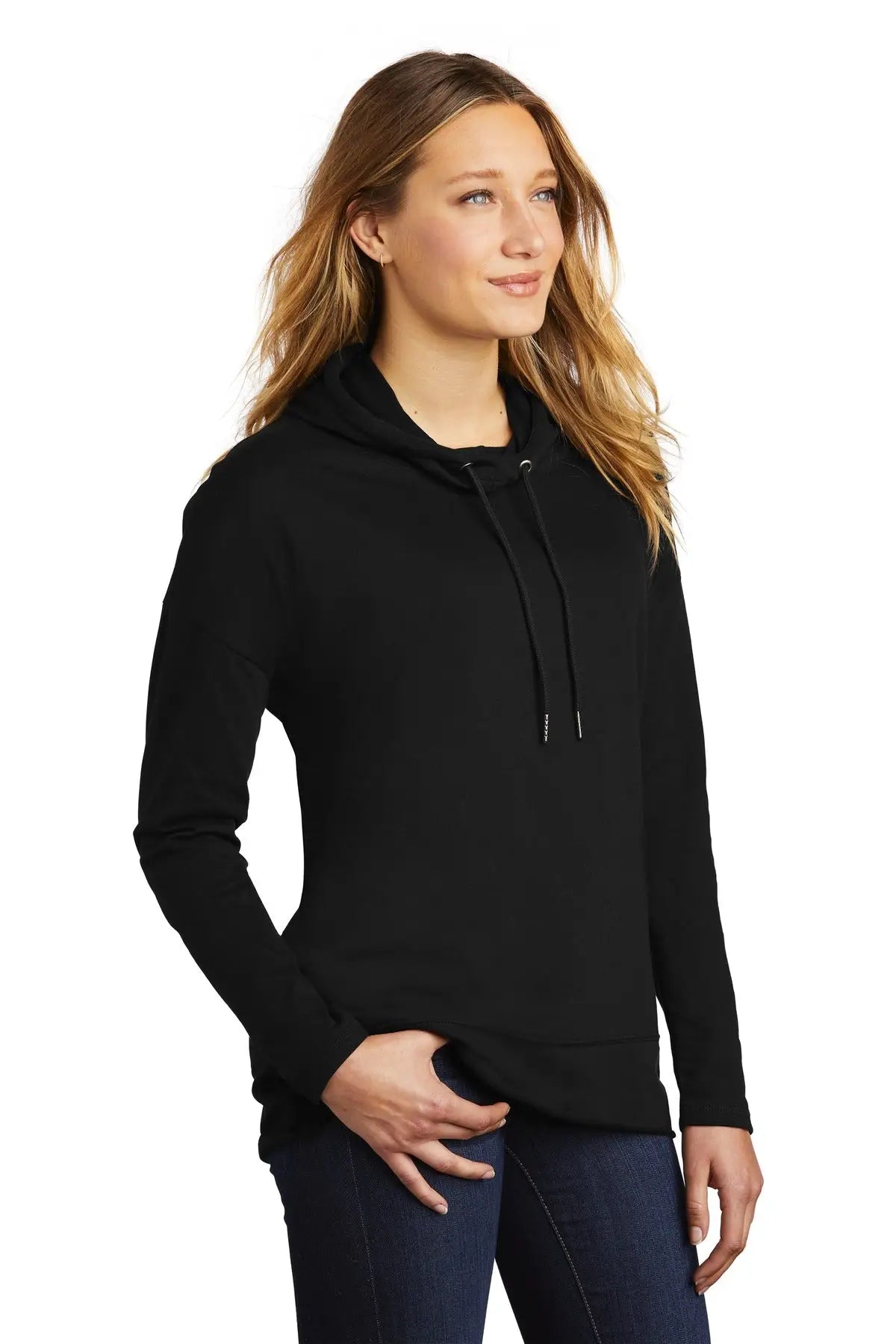 District Dt671 Women’s Featherweight French Terry Hoodie - Black