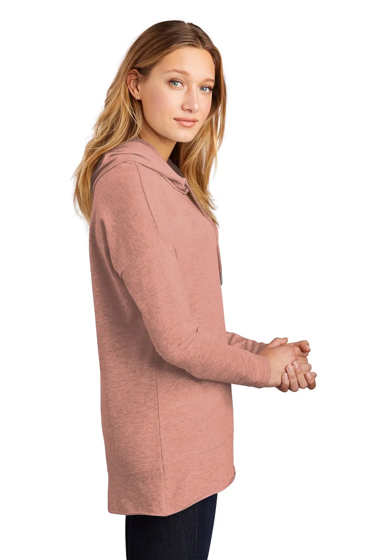District Dt671 Women’s Featherweight French Terry Hoodie - Nostalgia Rose Heather