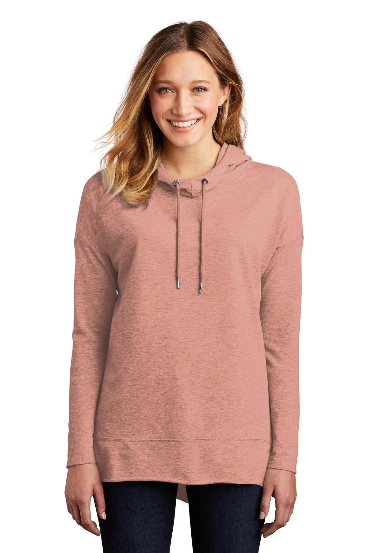 District Dt671 Women’s Featherweight French Terry Hoodie - Nostalgia Rose Heather - Ladies Xs
