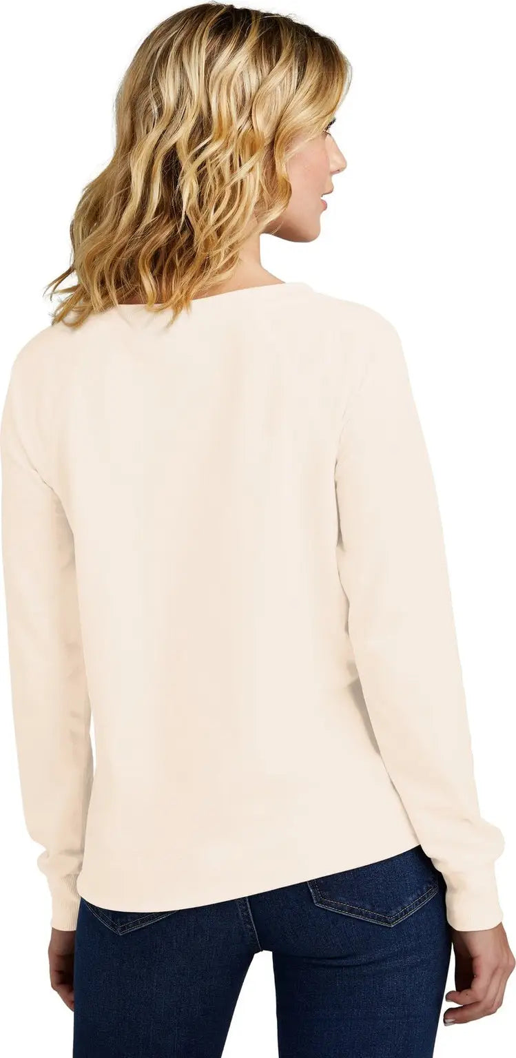District Dt672 Women’s Featherweight French Terry Long Sleeve Crewneck - Gardenia