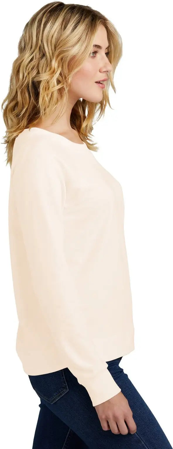 District Dt672 Women’s Featherweight French Terry Long Sleeve Crewneck - Gardenia