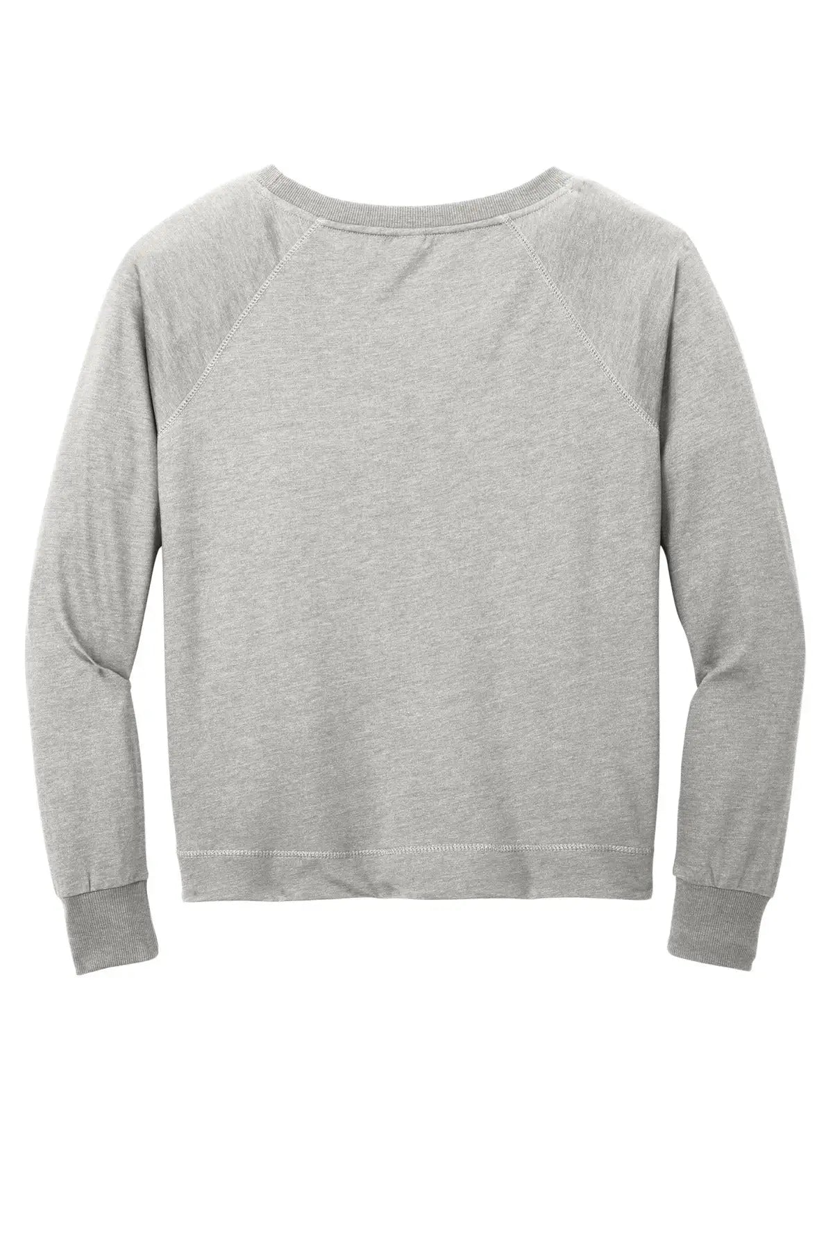 District Dt672 Women’s Featherweight French Terry Long Sleeve Crewneck - Light Heather Gray - Ladies Xs