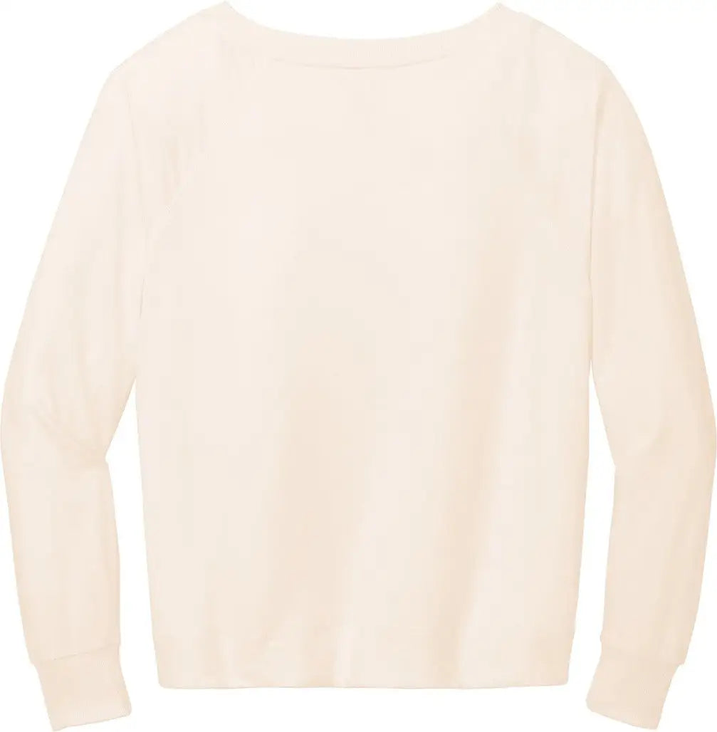 District Dt672 Women’s Featherweight French Terry Long Sleeve Crewneck - Gardenia