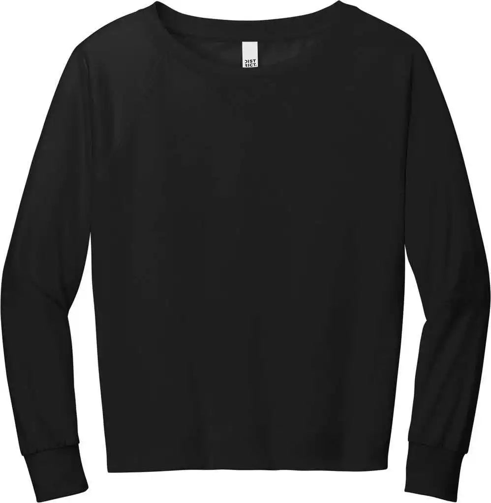 District Dt672 Women’s Featherweight French Terry Long Sleeve Crewneck Black