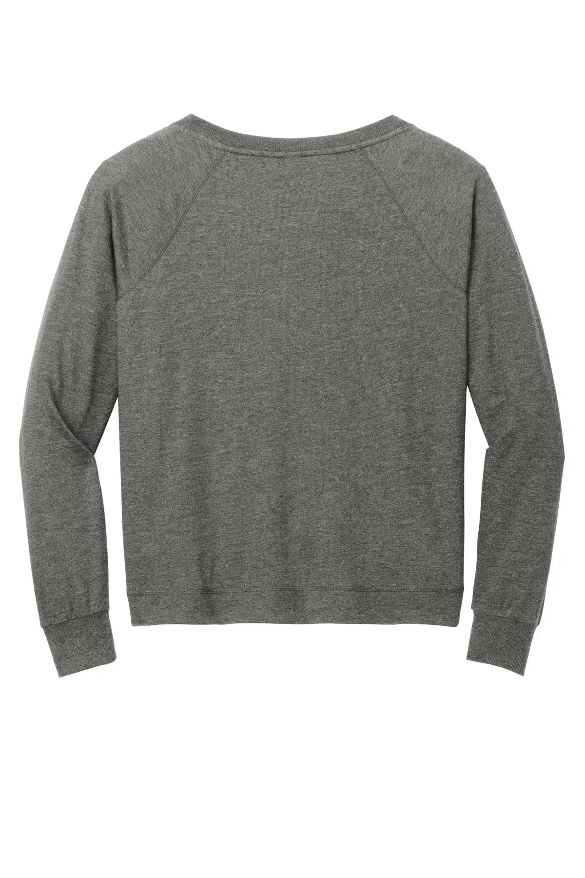 District Dt672 Women’s Featherweight French Terry Long Sleeve Crewneck - Nostalgia Rose Heather