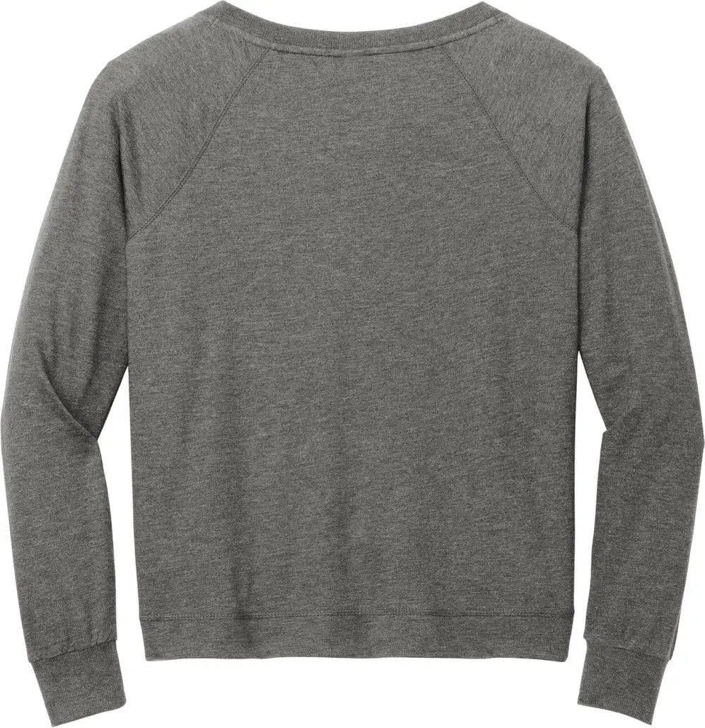 District Dt672 Women’s Featherweight French Terry Long Sleeve Crewneck - Washed Coal