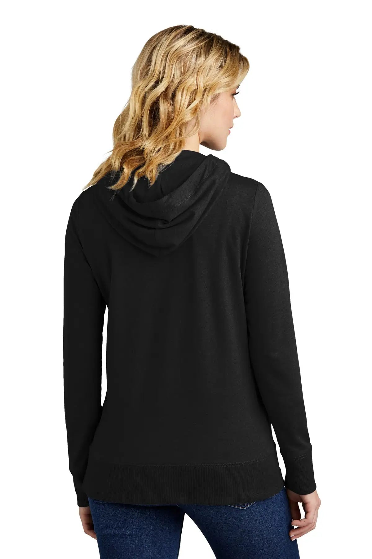 District Dt673 Women’s Featherweight French Terry Full-zip Hoodie - Black