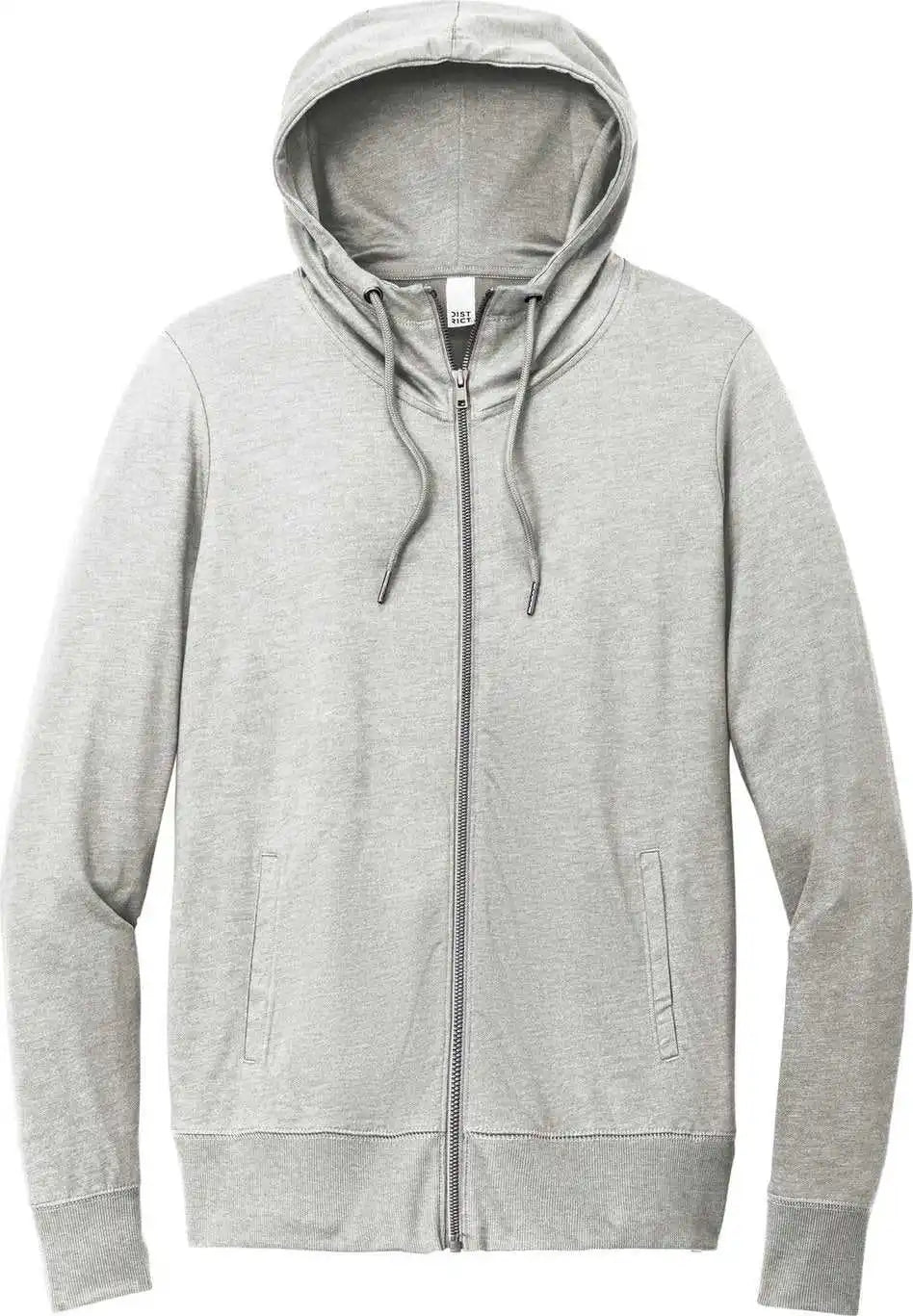 District Dt673 Women’s Featherweight French Terry Full Zip Hoodie Light Heather Grey