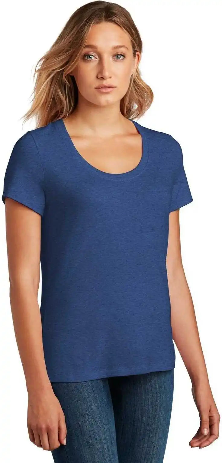 District Dt7501 Womens Flex Scoop Neck Tee Heathered Deep Royal