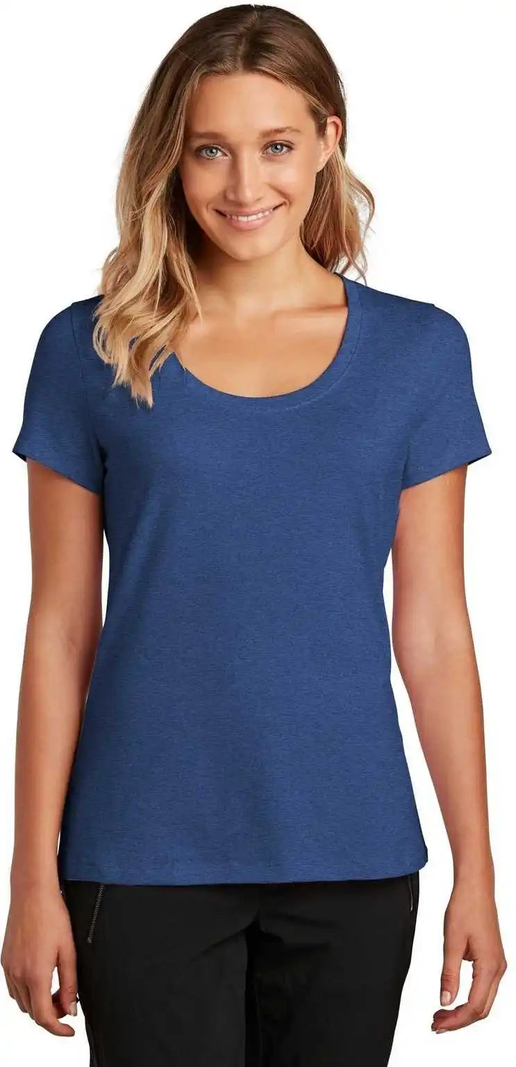 District Dt7501 Womens Flex Scoop Neck Tee Heathered Deep Royal