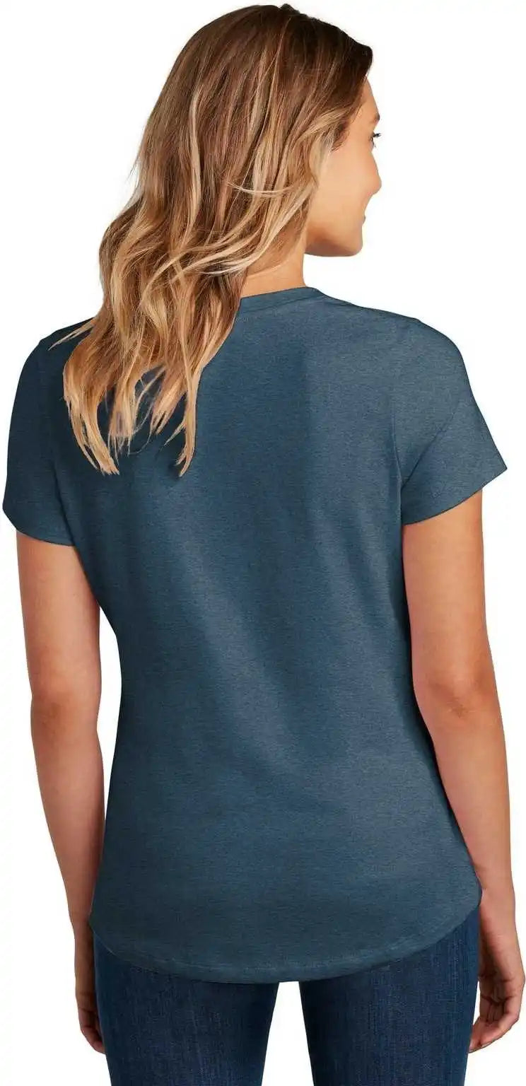 District Dt7501 Womens Flex Scoop Neck Tee Heathered Neptune Blue