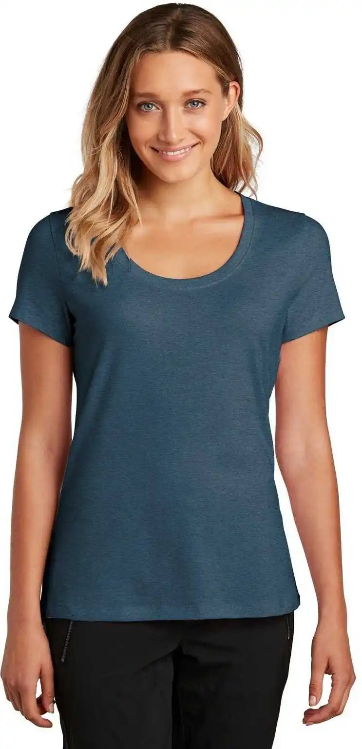 District Dt7501 Womens Flex Scoop Neck Tee Heathered Neptune Blue