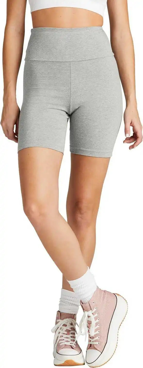 District Dt7509 Women’s Flex High-waist Bike Short - Light Heather Grey