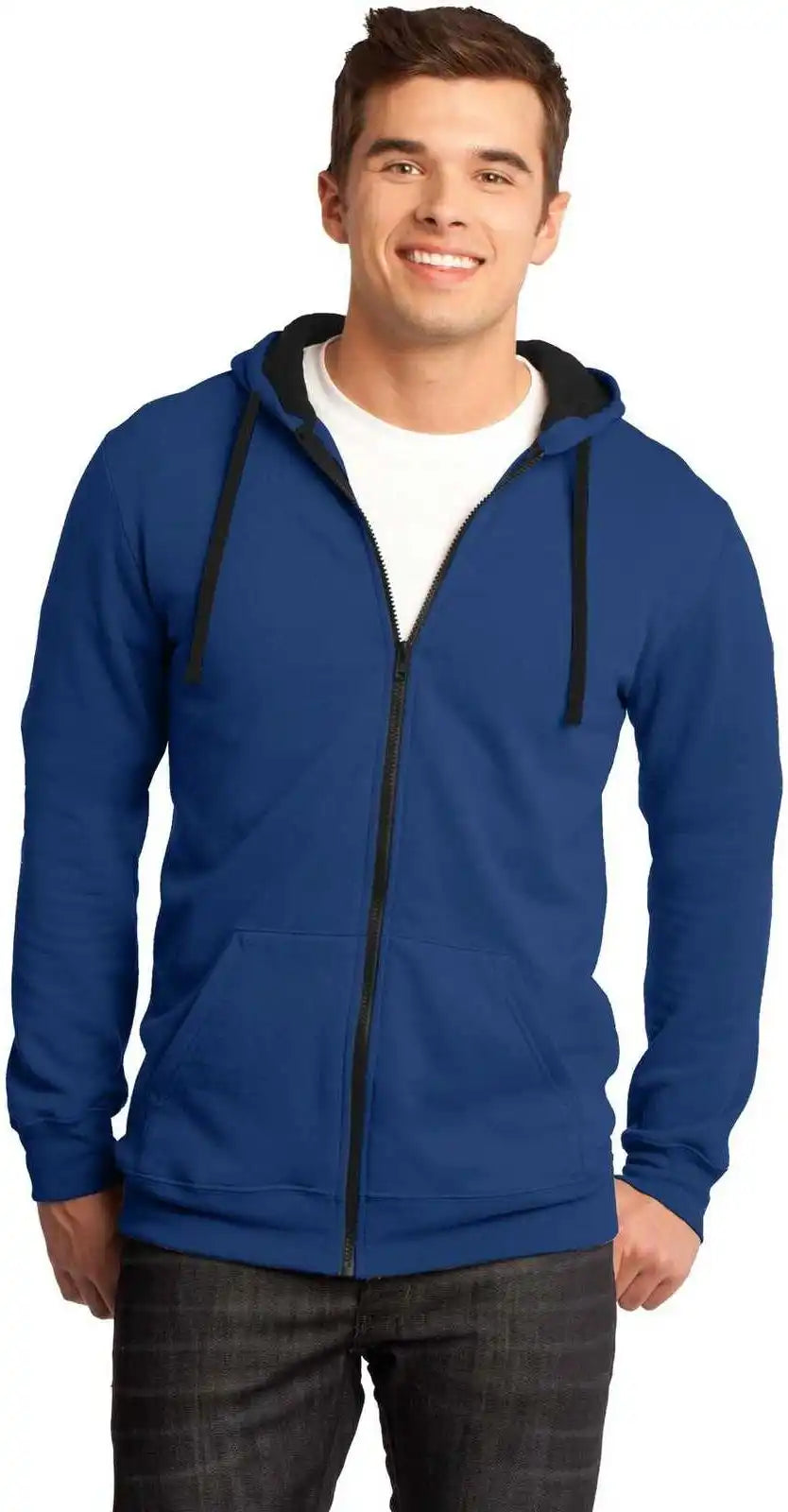 District Dt800 the Concert Fleece Full Zip Hoodie Deep Royal