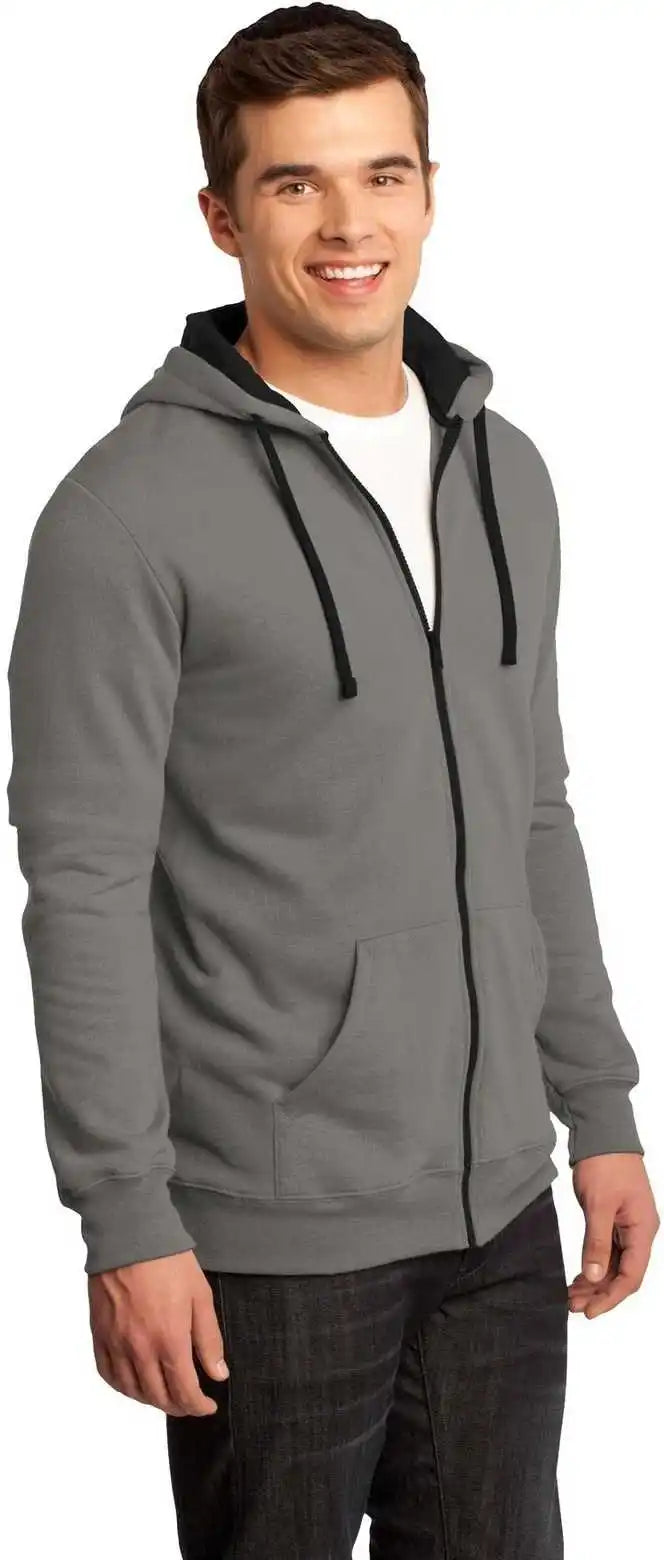 District Dt800 the Concert Fleece Full Zip Hoodie Gray